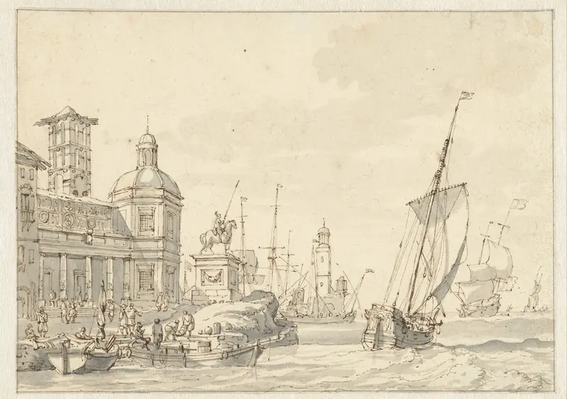Italiaanse haven Wall Art by Abraham Storck - High-Resolution Digital Print
