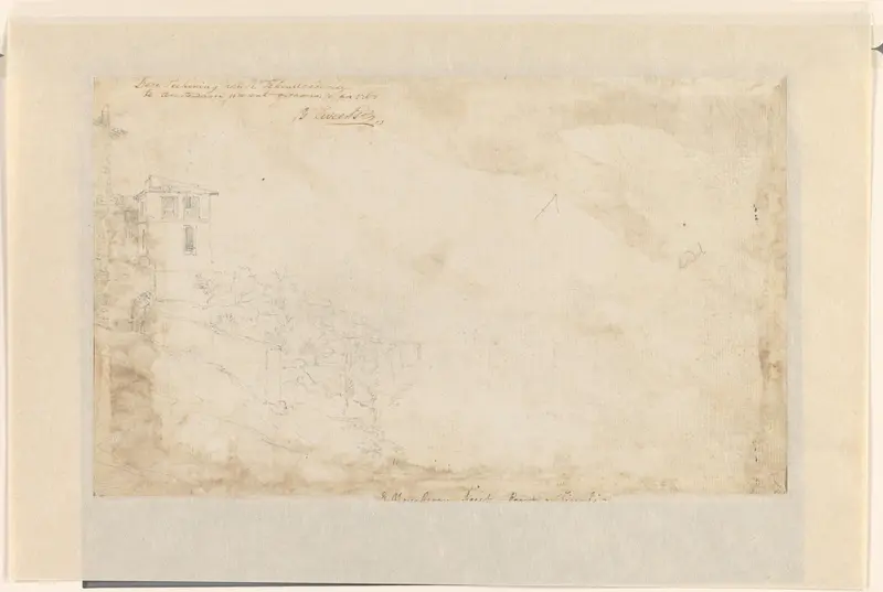 Italiaanse huizen met ommuurde tuin langs een weg Wall Art by Isaac de Moucheron - High-Resolution Digital Print