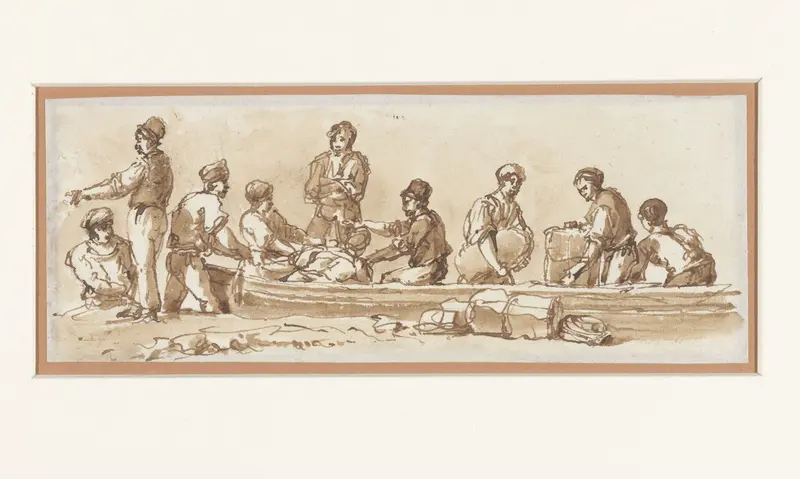Italiaanse schippers en reizigers in een boot Wall Art by Victor Jean Nicolle - High-Resolution Digital Print