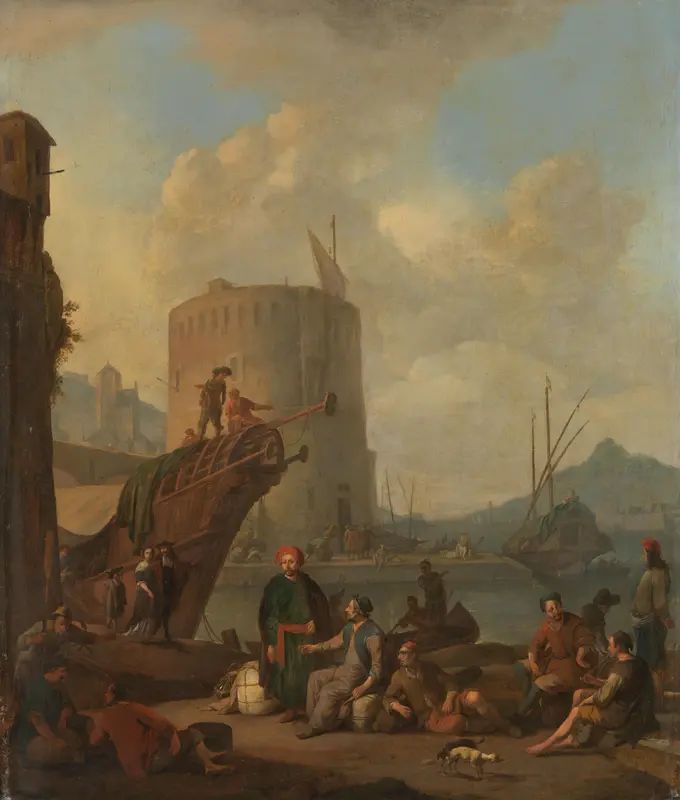 Italian Harbor with a Fortified Tower