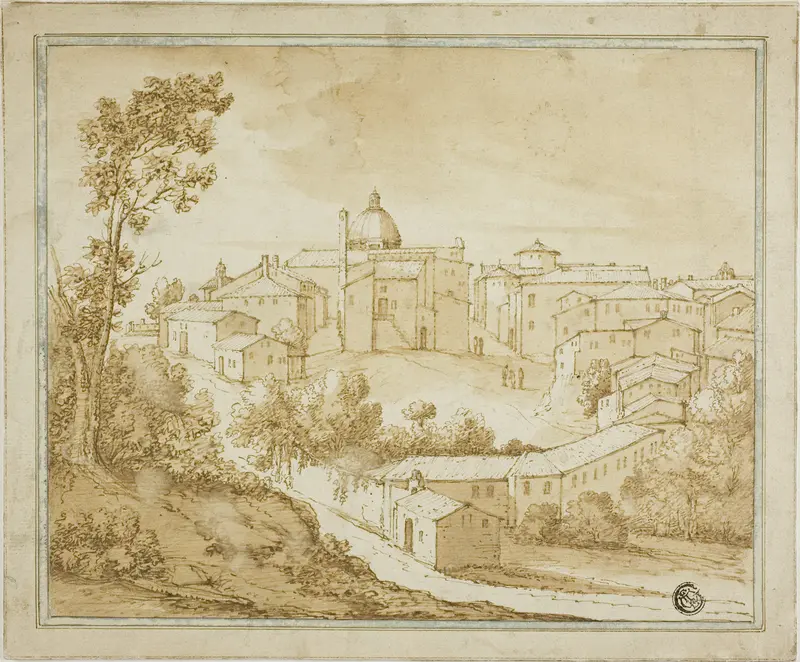 Italian Hilltown with Central Square Wall Art by Unknown artist - High-Resolution Digital Print