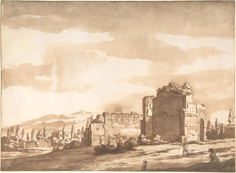 Italian Landscape, perhaps the Monte Mario, Rome Wall Art by Jacob van der Ulft - High-Resolution Digital Print