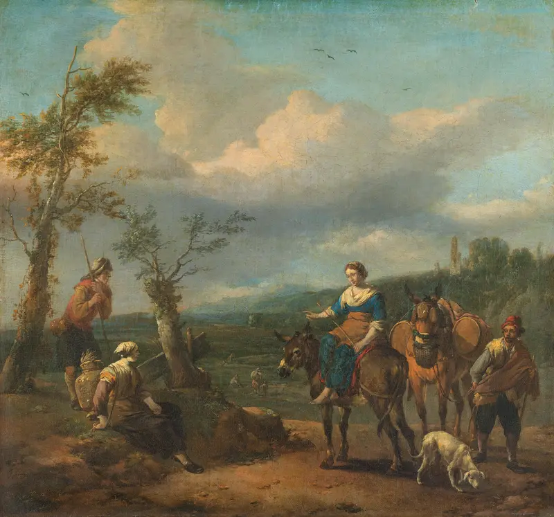 Italian Landscape with Figures Wall Art by Unknown - High-Resolution Digital Print