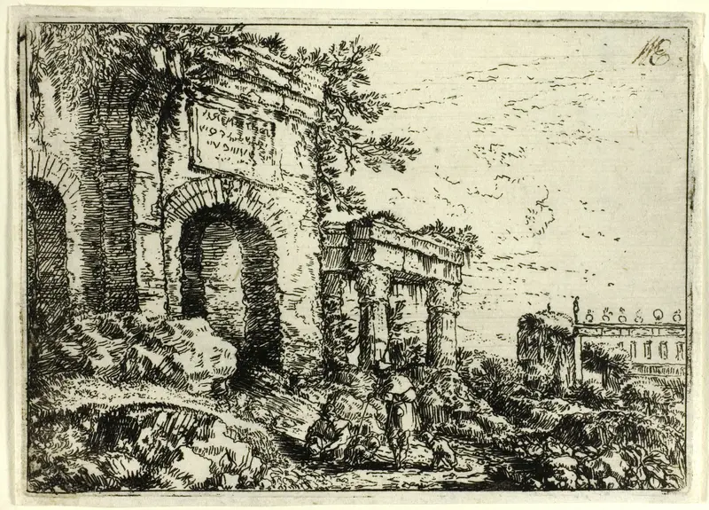 Italian Landscape with Ruins Wall Art by Jonas Umbach, the elder - High-Resolution Digital Print