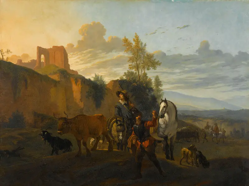Italian Landscape with Soldiers Wall Art by Unknown - High-Resolution Digital Print