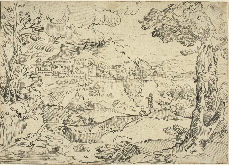 Italian Landscape with Three Figures