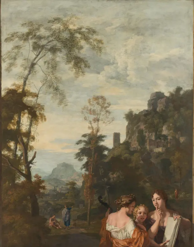 Italian Landscape with three Women Making Music Wall Art by Johannes Glauber - High-Resolution Digital Print