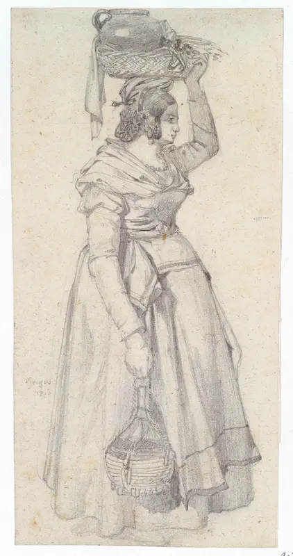 Italian Peasant Woman with Basket on her Head Wall Art by Northern European - High-Resolution Digital Print