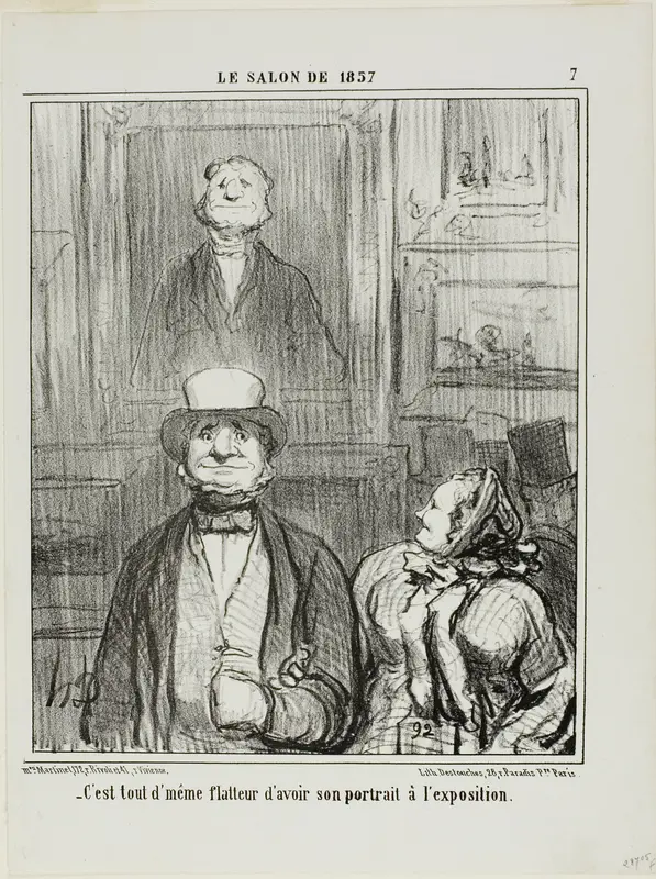 “- It's really quite flattering to have one's portrait exhibited at the Salon,” plate 7 from Le Salon de 1857