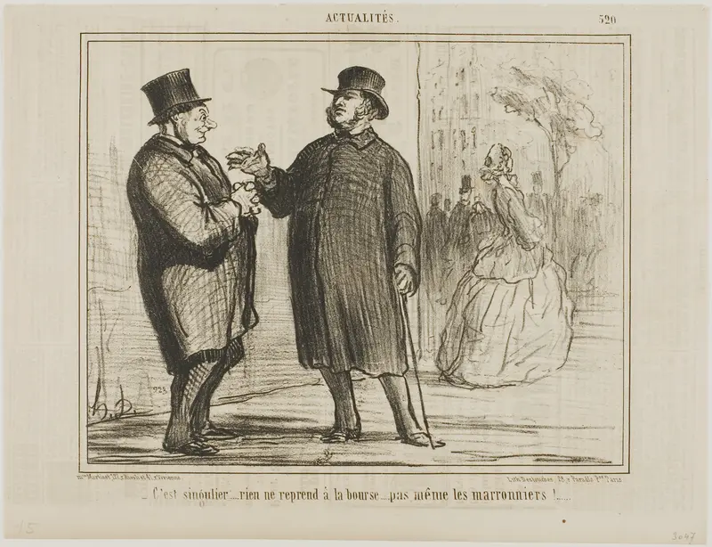 It’s strange: nothing is picking up at the stock exchange, not even the chestnut trees!, plate 520 from Actualités