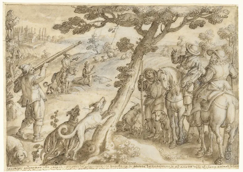 Jacht op wilde katten Wall Art by Jan van der Straet - High-Resolution Digital Print