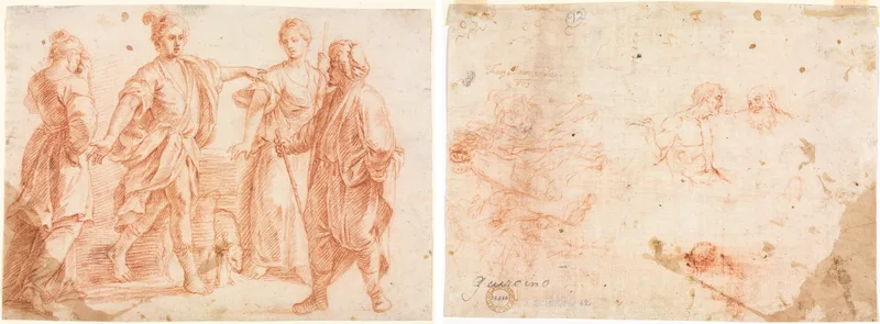 Jacob and Laban with Rachel and Leah (recto); Sketch of Two Men and Other Various Figures (verso) Wall Art by Unknown artist - High-Resolution Digital Print