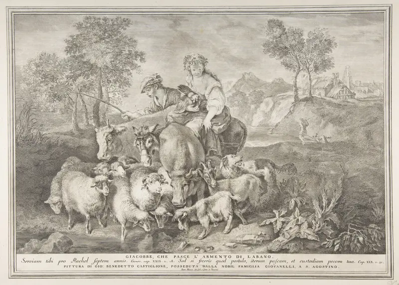 Jacob tending Laban's flock (Giacobbe, che pasce l'armento di Labano) Wall Art by Pietro Monaco - High-Resolution Digital Print