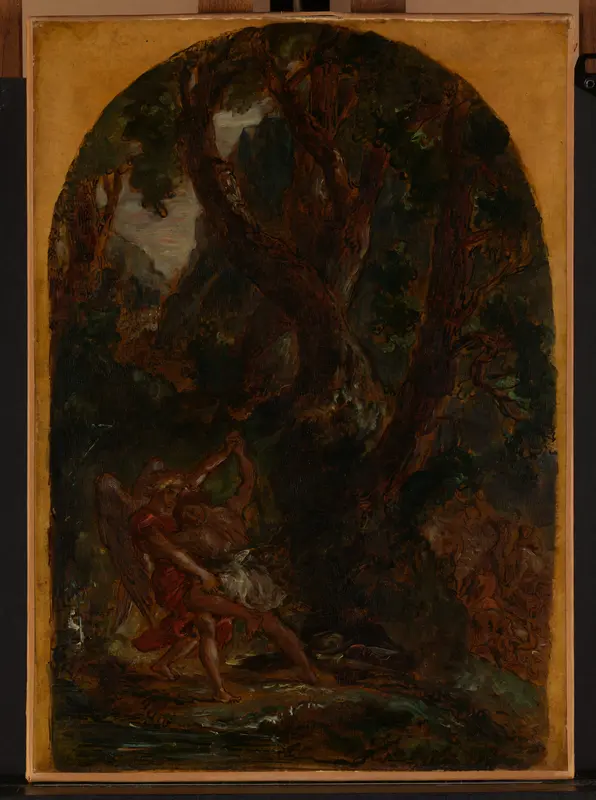 Jacob Wrestling with the Angel Wall Art by Eugène Delacroix - High-Resolution Digital Print