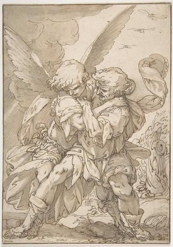 Jacob Wrestling with the Angel Wall Art by Giulio Benso - High-Resolution Digital Print