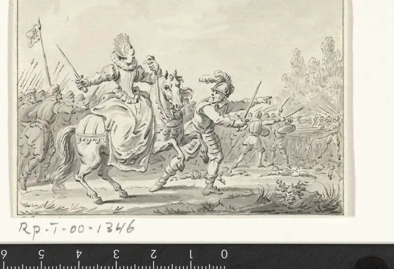 Jacoba van Beieren stelt zich aan het hoofd van de Hoekse troepen, omstreeks 1430 Wall Art by Jacobus Buys - High-Resolution Digital Print