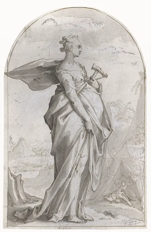 Jael met een hamer en een grote spijker Wall Art by Hendrick Goltzius - High-Resolution Digital Print