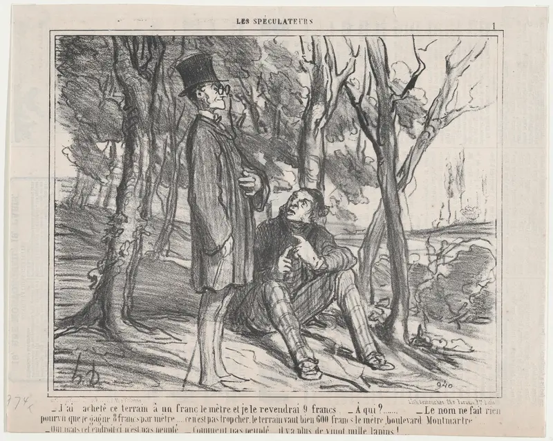 J'ai acheté ce terrain à un franc..., from Les Spéculateurs, published in Le Charivari, July 7, 1857 Wall Art by Honoré Daumier - High-Resolution Digital Print