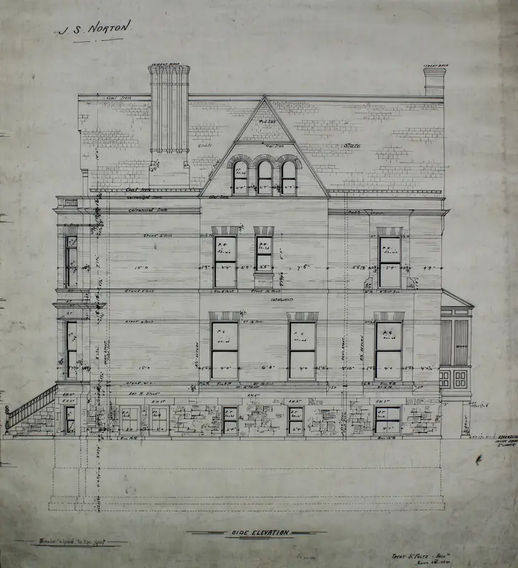 James S. Norton House, Chicago, Illinois, Side Elevation Wall Art by Treat & Foltz - High-Resolution Digital Print
