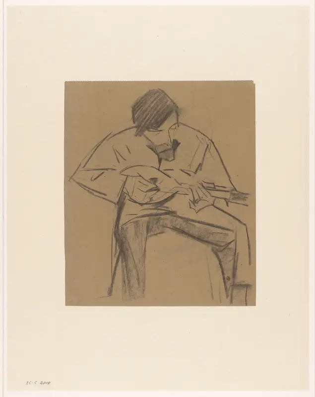 Jan Ponstijn, mandoline spelend Wall Art by Unknown - High-Resolution Digital Print