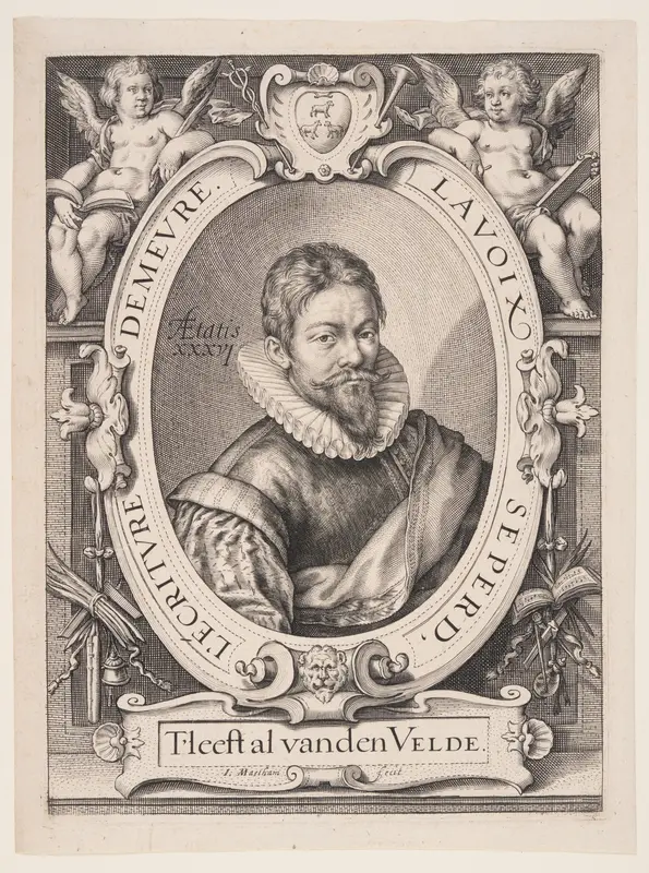 Jan van de Velde the Elder, Calligrapher in Haarlem Wall Art by Jacob Matham - High-Resolution Digital Print