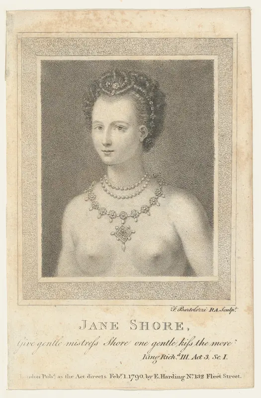 Jane Shore: "Give gentle mistress Shore one gentle kiss the more (Shakespeare, Richard III, Act 3, scene 1) Wall Art by Francesco Bartolozzi - High-Resolution Digital Print