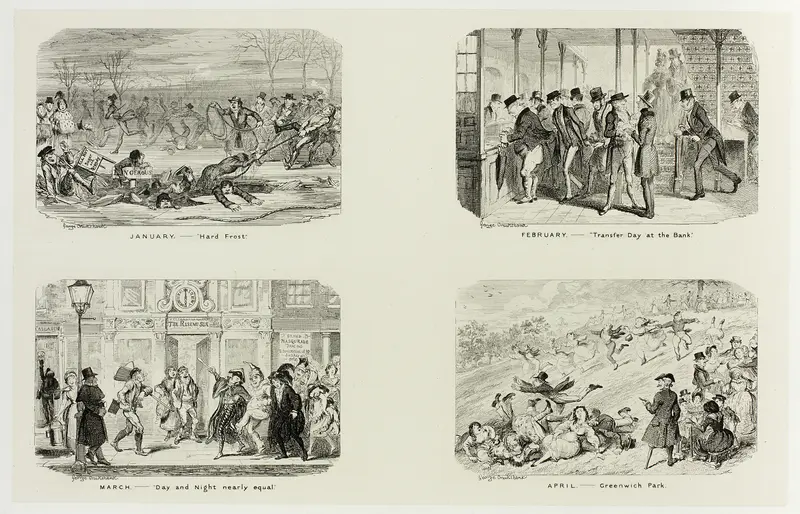 January – "Hard Frost" from George Cruikshank's Steel Etchings to The Comic Almanacks: 1835-1853 (top left) Wall Art by George Cruikshank - High-Resolution Digital Print