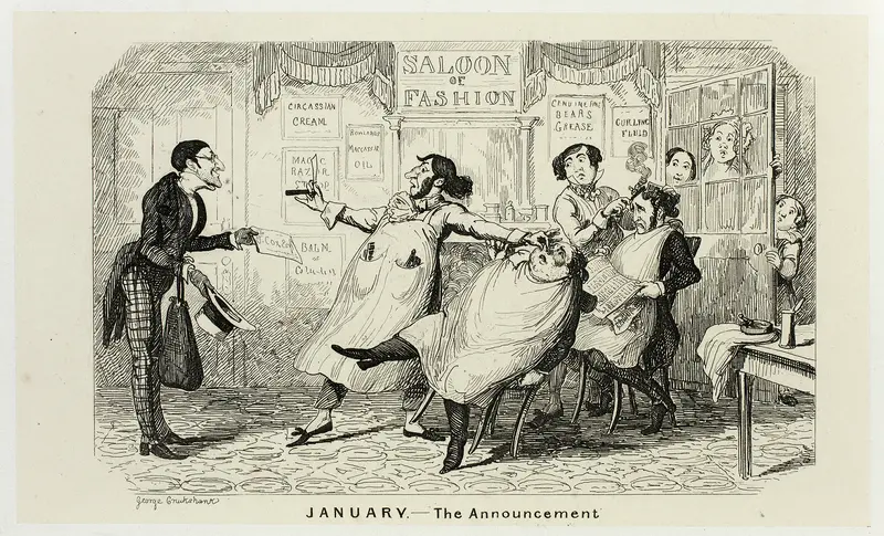 January - The Announcement from George Cruikshank's Steel Etchings to The Comic Almanacks: 1835-1853 Wall Art by George Cruikshank - High-Resolution Digital Print
