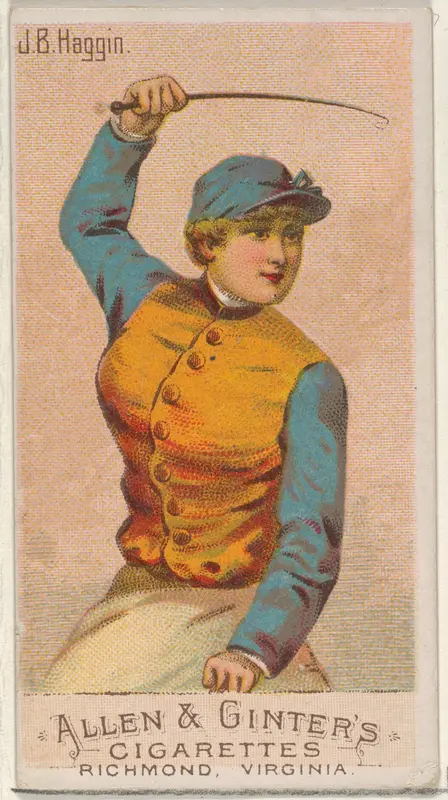 J.B. Haggin, from the Racing Colors of the World series (N22a) for Allen & Ginter Cigarettes Wall Art by Allen & Ginter - High-Resolution Digital Print