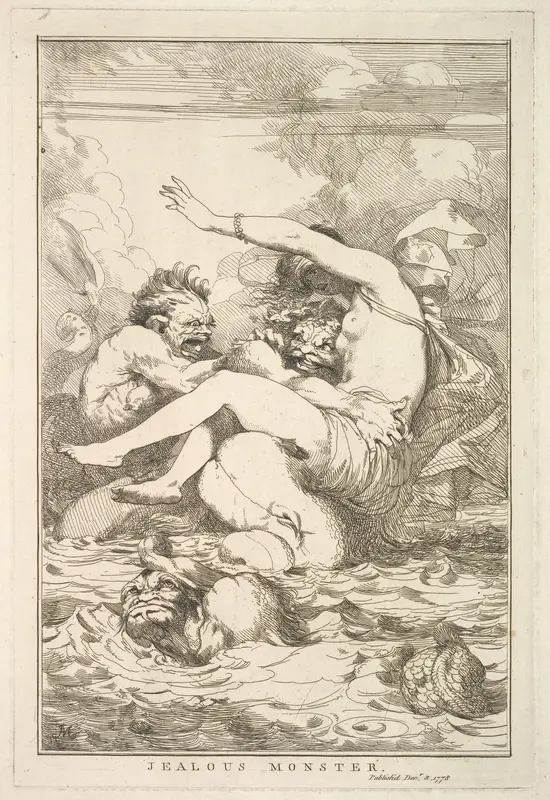 Jealous Monster, from "Fifteen Etchings Dedicated to Sir Joshua Reynolds" Wall Art by John Hamilton Mortimer - High-Resolution Digital Print
