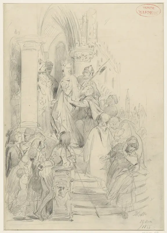 Jeanne van Vlaanderen weigert de man die zich voor haar vader uitgeeft te herkennen Wall Art by Gustave Wappers - High-Resolution Digital Print