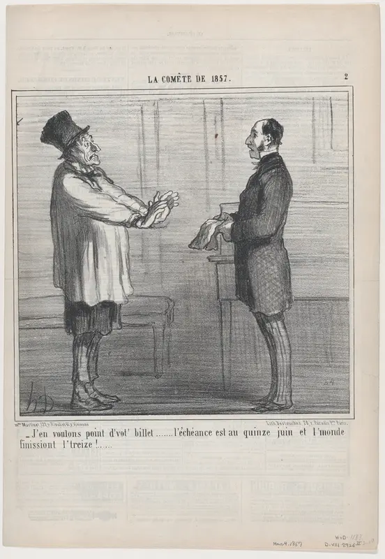 J'en voilons point d'vot' billet, from "La Comète de 1857" Wall Art by Honoré Daumier - High-Resolution Digital Print
