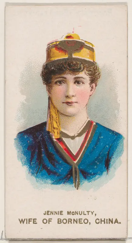 Jennie McNulty Dressed as a Wife of Borneo, China, from the set Actors and Actresses, Second Series (N71) for Duke brand cigarettes Wall Art by W. Duke, Sons & Co. - High-Resolution Digital Print
