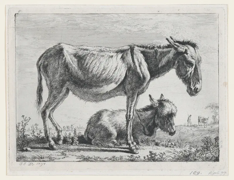 Jenny with its Foal Wall Art by Jean Jacques de Boissieu - High-Resolution Digital Print