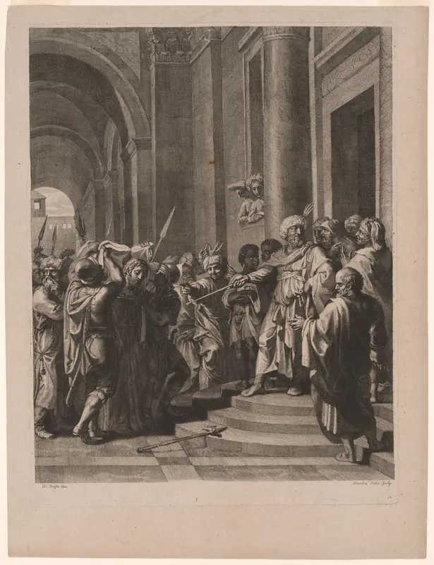 Jesus Wrapped in the Robe of Fools, plate 12 from The Passion of Christ Wall Art by Claudine Bouzonnet-Stella - High-Resolution Digital Print