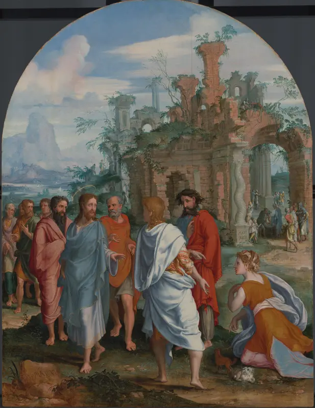 Jezus en de Kanaänitische vrouw Wall Art by anonymous - High-Resolution Digital Print