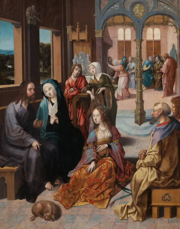 Jezus’ tweede bezoek aan het huis van Maria en Martha Wall Art by Cornelis Engebrechtsz - High-Resolution Digital Print