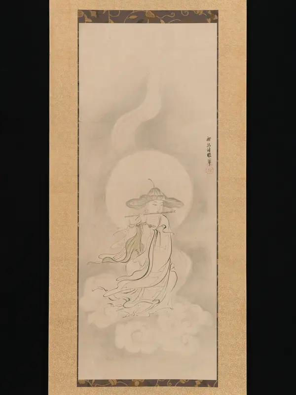Jizō Bosatsu Playing a Flute Wall Art by Kano Tan'yū - High-Resolution Digital Print