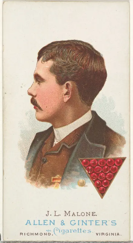 J.L. Malone, Pool Player, from World's Champions, Series 1 (N28) for Allen & Ginter Cigarettes Wall Art by Allen & Ginter - High-Resolution Digital Print