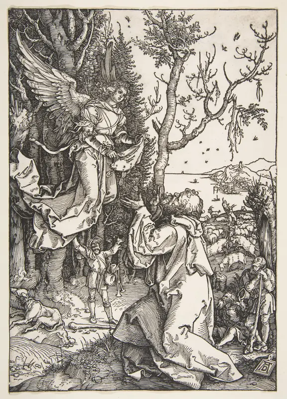 Joachim and the Angel, from "The Life of the Virgin" Wall Art by Albrecht Dürer - High-Resolution Digital Print