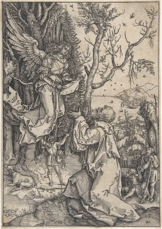 Joachim and the Angel (recto); Three figures with loose draperies (verso, in upper right hand corner) Wall Art by Anton Möller the Elder - High-Resolution Digital Print