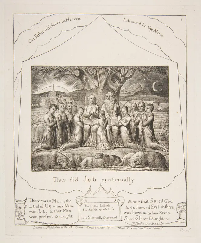Job and His Family Wall Art by William Blake - High-Resolution Digital Print