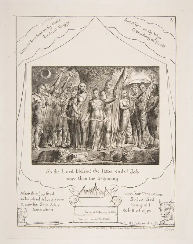 Job and his Wife restored to Prosperity Wall Art by William Blake - High-Resolution Digital Print