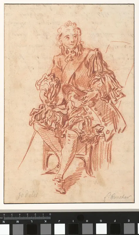 Jodelet sitting on a chair Wall Art by François Boucher - High-Resolution Digital Print