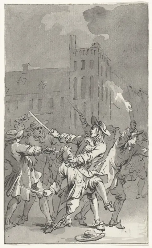 Johan de Witt aangevallen en zwaar gewond, 1672 Wall Art by Jacobus Buys - High-Resolution Digital Print