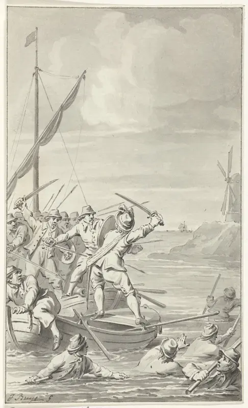 Johan van Galen verdedigt zich tegen 20 rovers, 1649 Wall Art by Unknown - High-Resolution Digital Print