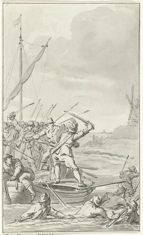 Johan van Galen verdedigt zich tegen 20 rovers, 1649 Wall Art by Jacobus Buys - High-Resolution Digital Print