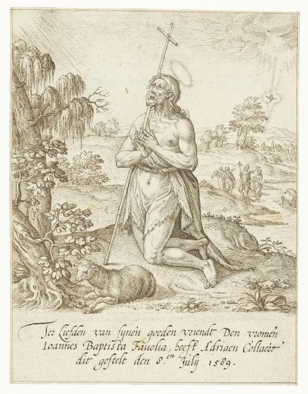 Johannes de Doper geknield in gebed Wall Art by Adriaen Collaert - High-Resolution Digital Print
