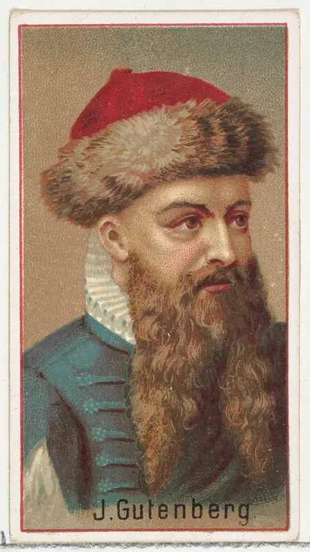 Johannes Gutenberg, printer's sample for the World's Inventors souvenir album (A25) for Allen & Ginter Cigarettes by Allen & Ginter - High-Resolution Digital Print