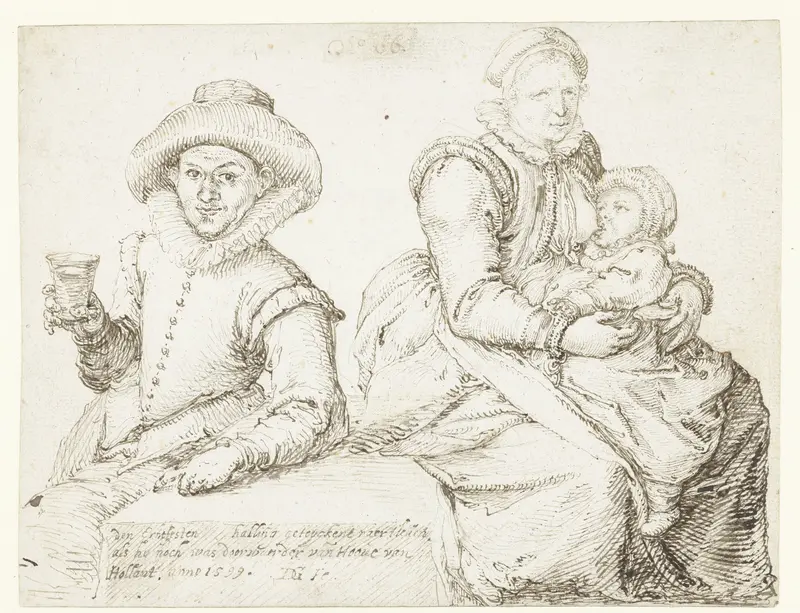 Johannes Hallinck en een vrouw met kind Wall Art by Jacques de Gheyn (II) - High-Resolution Digital Print